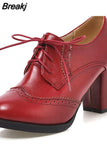 Office Ladies woman shoes Big Size 43 Round Toe Solid Vintage Cross-tied Spike Heels Fashion