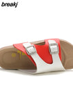 2023 New Summer Women Beach Cork Slippers Casual Buckle Clogs Outside Non-slip Water Slides