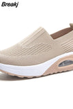 Women Fashion Vulcanized Sneakers Platform Solid Color Flat Ladies Shoes Casual Breathable Wedges Ladies Walking