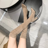 Women Motorcycle Boots PU Pointed Solid Color Waterproof and Non Slip Over The Knee Woman Shoes