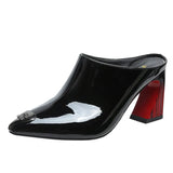Summer 2023 New Women Slipper High Heel Sandal Shoes Ladies High Quality PU Leather Slides Pumps