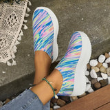 Chunky Platform Sneakers for Women 2023 Spring Autumn Slip On Casual Shoes Woman Thick Bottom Knitted Sneakers Plus
