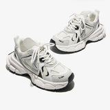 Women Sneakers Flats Platform Shoes Patchwork Thick Bottom Real Leather Round Toe Casual Ladies Sneakers Size
