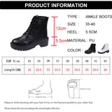 Chunky Platform Combat Boots Women 2023 Back Zipper Pu Leather Ankle Boots Woman Punk Thick Bottom Motorcycle Botas