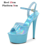 Dance Shoes Women Sexy Show Sandals 15 17 20CM High Heels Bright Color Platform Sandals Girls Shoe for Party Club