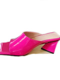 New Summer Women's High-heeled Patent Leather Slippers, Square Toe, Thick-heeled Net Red Sandals for