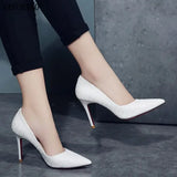 and American Sexy Elegant High Heels 2023 Pointed Toe Stiletto White Single Shoes OL Work Womens Shoes Fashion