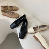 New Designer Women Loafers Single Leahter Shoes Fashion Lace Up Female Round Toe Shallow Flats Elegant Woman