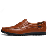 Brand Genuine Leather for Men Fashion Casual Shoes Slip on Loafers Breathable Black Driving Shoes Big Size Men