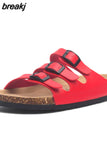 New Summer Women Buckle Cork Slipper 2023 Casual Mixed Color Outside Non-slip Beach Slides