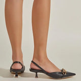 Summer New Pointed Shallow Mouth Single Shoes Women Soft Leather Chain Boat Shoes Sexy Small Thin Heel