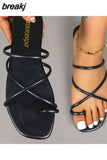 Summer Women Slippers Beach Fashion Flats Slip on Square Toe Slides Woman Outdoor Casual Shoes Zapatos Para