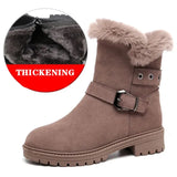 Women's Plush Snow Boots Black Brown New Winter Thick Soled Snow Proof Anti Slip Ankle Boots Plush Medium Cotton