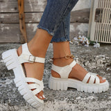 Breakj High Heels Gladiator Sandals Woman Open Head Sexy Block Heel Platform Shoes Summer Buckle Size 35-43 Women