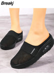 Women Walking Shoes Air Cushion Slip-On Orthopedic Diabetic Ladies Platform Mules Mesh Lightweight Slipper Wedge Female