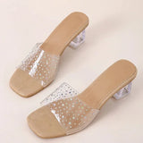 High-heeled Slippers Women 2023 Summer New Crystal Heel Hot Drill Outer Wear Comfortable Shallow Mouth Women's