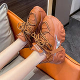 Autumn New Women's Chunky Sneakers Fashion Platform Sports Shoes for Women Black White Thick Bottom Running Shoes