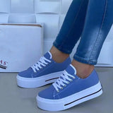 Women's Canvas Shoes 2022 Summer European and American New Thick-soled Lace-up Canvas Shoes Women's Low-top