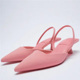 Pointed Toe Sequin Buckle Slippers For Women Shallow Mouth Back Strappy Low Heel Sandals Women Summer 2021 Flat