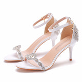Breakj Shallow Word With A Golden Diamond High-Heeled Sandals Fine Heel With A Buckle Ball Ball