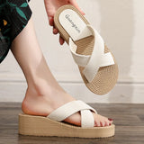 Breakj New Simple Cross-Bottom Slippers Women Wear Leisure Beach Slopes And Large-Size Cold