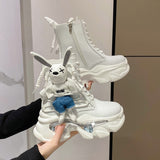Women's Thick-soled Boots Wedge Heel Lace-up Decorative Women's Shoes Fashion Winter Women's Boots Vulcanized shoes Modern