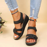 Summer New Retro Women's Sandals Car Line Hole Shoes Large Round Head Slope Heel