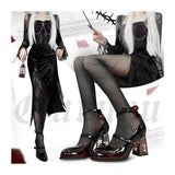 Breakj Rose Coarse Heel High Heels Mary Treasure Shoes Retro Single Shoes 2025 New Spring And Autumn