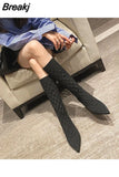 for Women Long Footwear Elegant Heeled Pointed Toe Ladies Boots Winter Knee High Shaft Heels Elastic Comfortable Pu