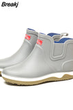 Rain shoes Men Waterproof Rain Boots Non-Slip Rubber Boots Shoes Removable Velvet Cover Four Seasons Work Rubber