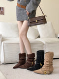 Breakj Metal Buckle Coarse And Pointed Velvet Short