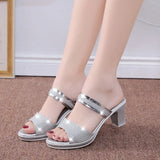 and Slippers Women Summer Net Infrared Wear Fashion 2023 New All-match Thick Heels Casual Flip-flops High-heeled