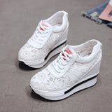 New Lace Breathable Sneakers Women Shoes Comfortable Casual Woman Platform Wedge