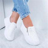 New Women Wedges Shiny Rhinestone Sneakers Spring Autumn Platform Height Increased Zipper Casual Ladies Vulcanized
