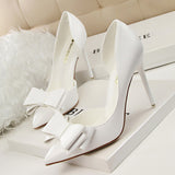 Breakj Korean Version Of Fashion Delicate Sweet Bow High Heels Fine Heel High Heel Shallow Mouth Tip