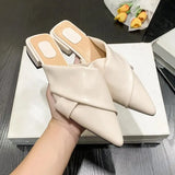 Summer Slippers Women Flip Flops New Casual Indoor Slides Pointed Toe Low Heel Female Shoes Ladies Outside Mules