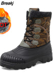 Top Winter Camouflage Boots Warm Thick Plush Outdoor Walking Shoes Men Waterproof Snow Boots Men Cotton Shoes Men Lace