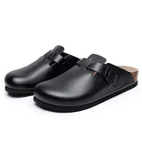 2023 Fashion Men Beach Cork Slippers Summer Unisex Solid Color Non-slip Outside EVA Waterproof PU Leather Slide
