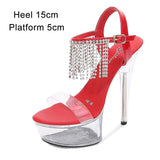 women shoes summer sandals gladiator heels Pole Dance High-heeled Sandals Clear High Heels Platform Diamonds Sandals
