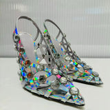 Breakj Spring And Summer New Fashion Diamond Magic Luxury High Heel Sandals Sexy Fine Heel Pointed Shoes Women's