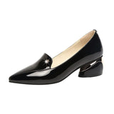 Size 42 Women Pumps Patent Leather Dress Shoes Low Heels Ol Office Lady Shoes Leaf Boat Shoe Classics Pump