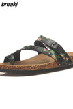 2023 New Women Summer Cork Slippers Casual Slip on Beach Outside Slides Flip Flops