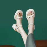 8cm Sandals Women Luxury Brand Summer New Style Chunky Heel Sandals Sexy Heels Women's Shoes Sandals For Women White