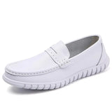 White Men Casual Shoes Soft Leather Comfortable Doctor Nurse Work Flats Business Loafers Men Designer