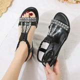 New Korean Version Of Fashion Fish Mouth Set Foot Heel Fashion Casual Plus Size Women's Rhinestone Roman Sandals