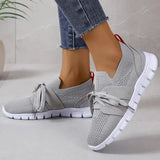 Brown Knit Breathable Sneakers Shoes Women 2024 New Soft Sole Platform Flats Woman Plus Size 43 Non Slip Casual