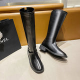 Black Patent Leather Ankle Boots Round Toe Patent Leather Beige Ladies Fashion Winter Long Women's Boots Botas