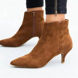 Women's Ankle Boots Leopard Female Zip Pointed Toe Woman Snakeskin Stilettos Plus Size Sexy Ladies Suede Female