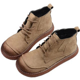 Retro Short Boots Japanese Thick-Sole Students Doll Shoes Mori Round Head Lace-Up Ankle Boots College Wind Womens