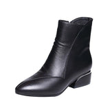Size Soft Leather Fashion Boots Women 2023 Autumn And Winter New Pointed Short Boots Women Thick Heel Leather Shoes Women Fashion